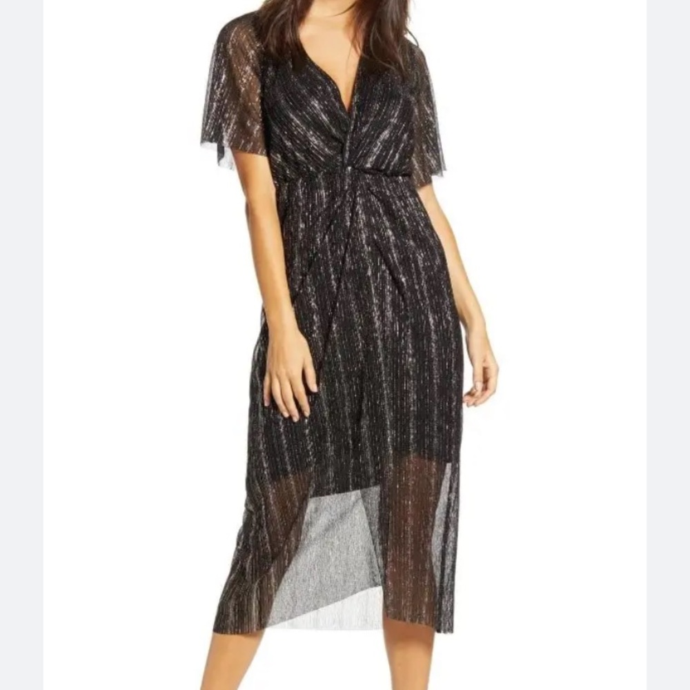Dolman Plisse Midi Dress